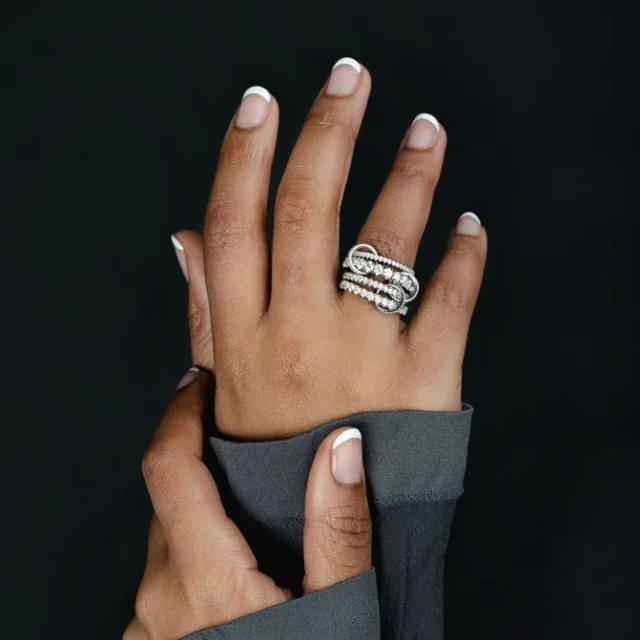 Alix Platinum Pavé worn